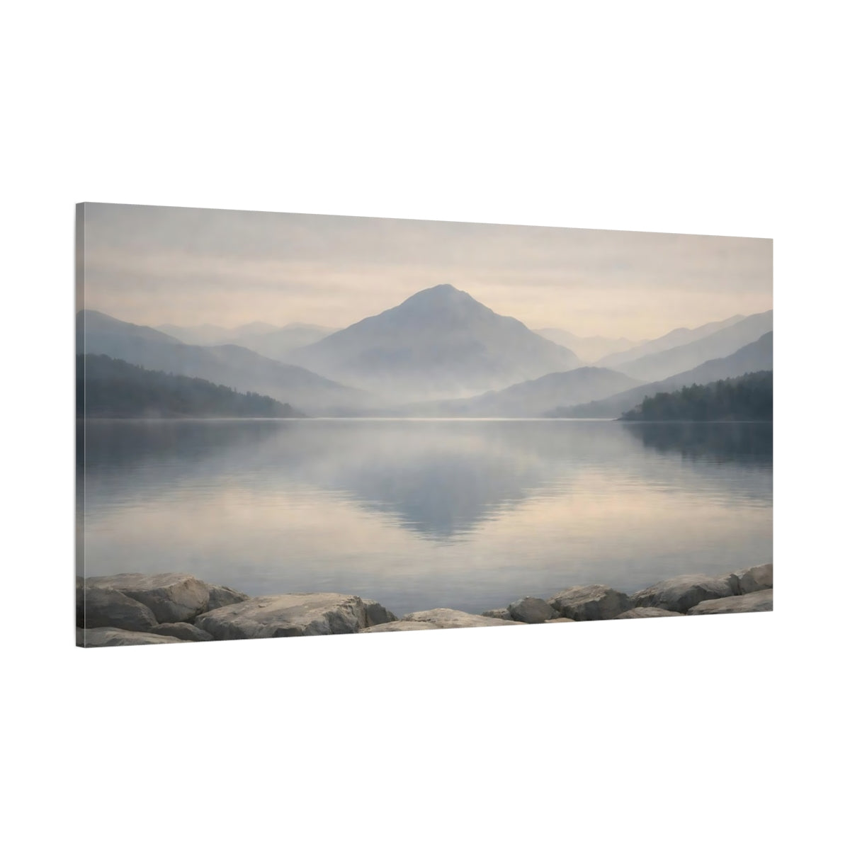 Main Mockup. Nature Misty Mountains Misty Mountain Landscape shown as stretched canvas wall art