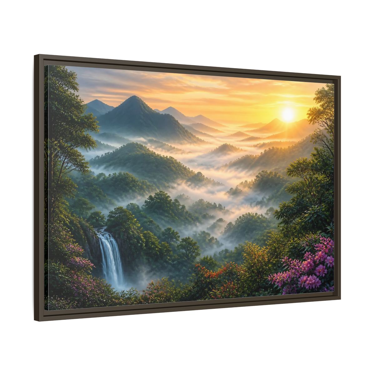 Main Mockup. Nature Misty Mountains Misty Mountain Landscape shown as stretched canvas wall art