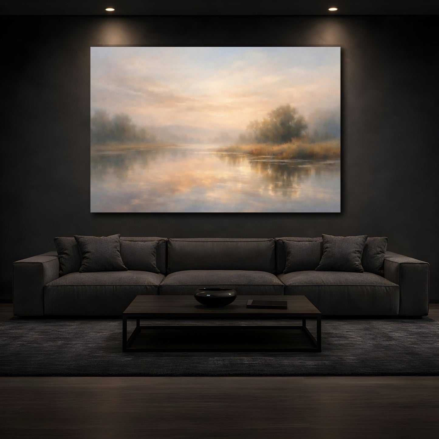 Nature Misty River Pastel Landscape - Canvas Wall Art Print - YesArtYes