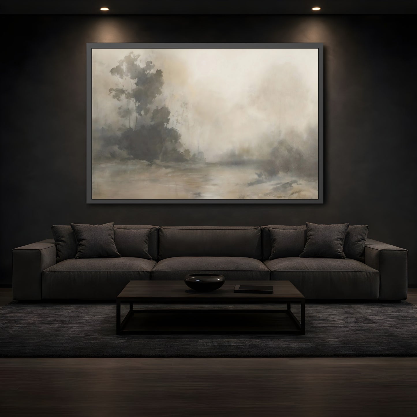 Mockup 3. Nature Misty Trees Brown And Grey Landscape shown as framed posters