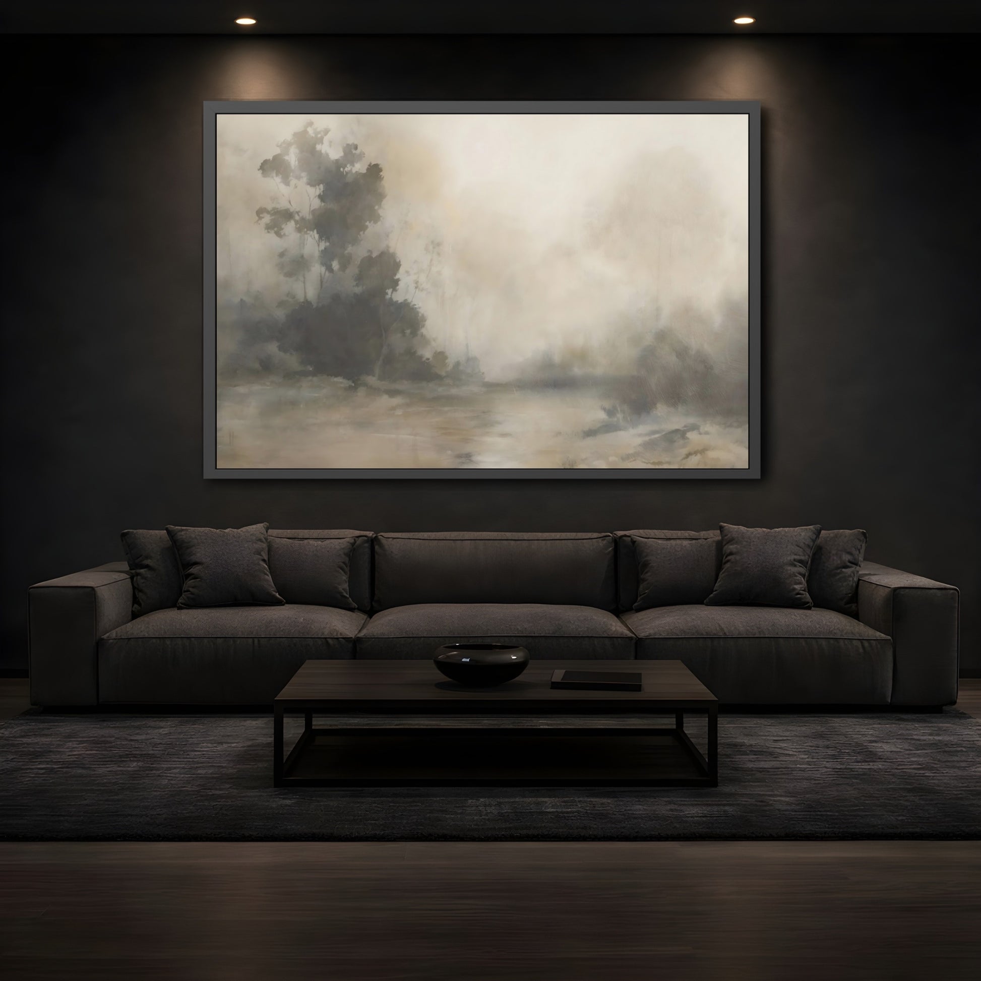 Mockup 3. Nature Misty Trees Brown And Grey Landscape shown as framed posters