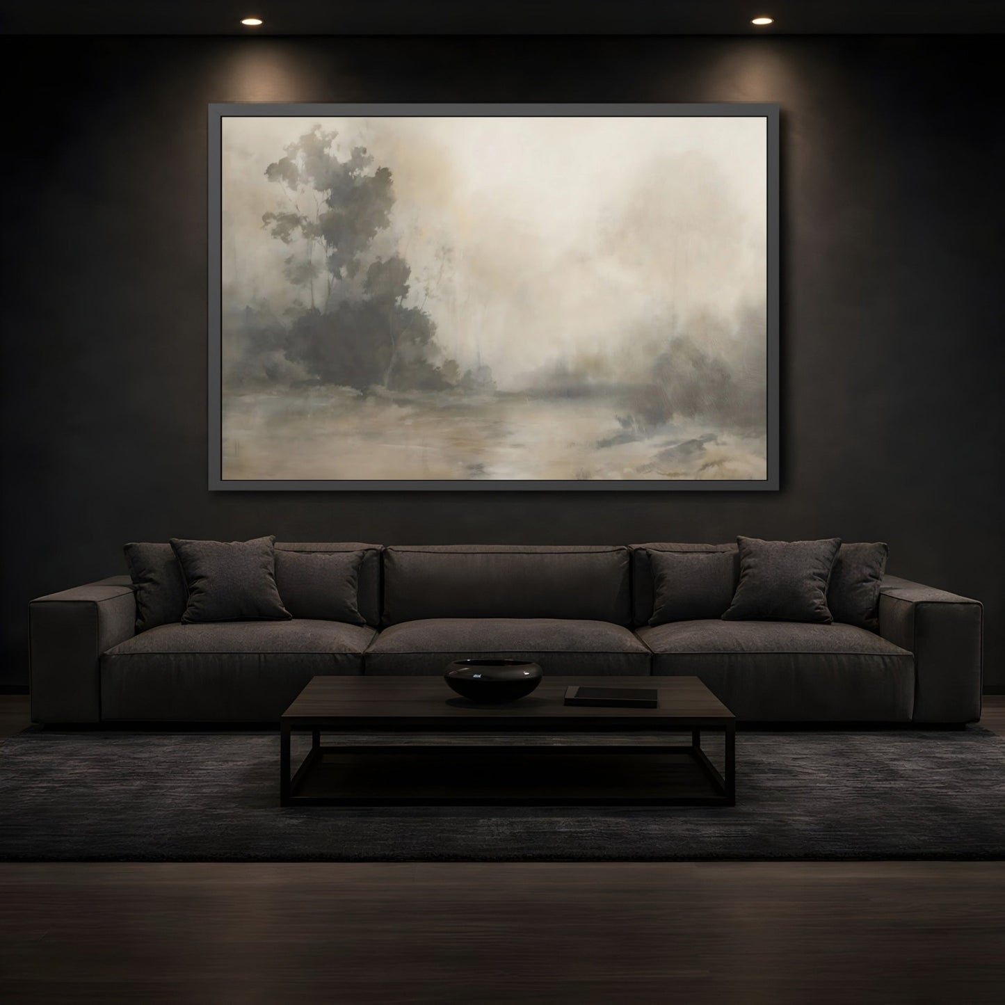 Nature Misty Trees Brown Framed Poster – Abstract Living Room, Above Sofa - YesArtYes