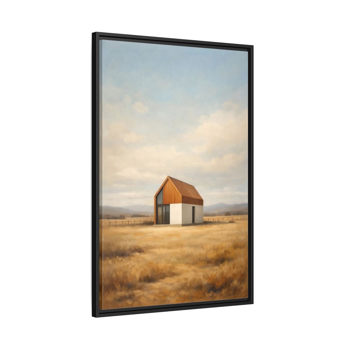 Nature Modern House Golden - Framed Canvas Wall Art Print - YesArtYes