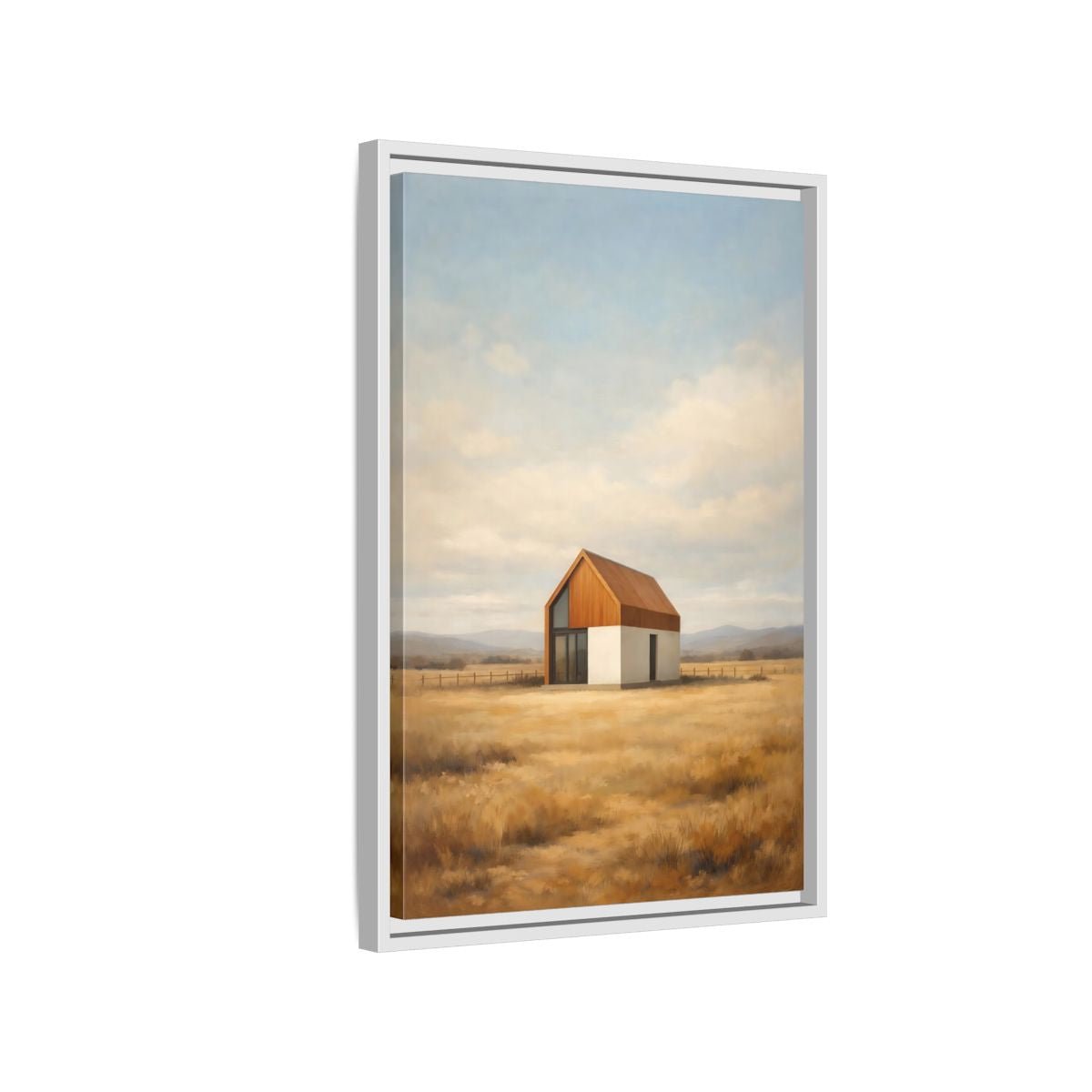 Nature Modern House Golden - Framed Canvas Wall Art Print - YesArtYes