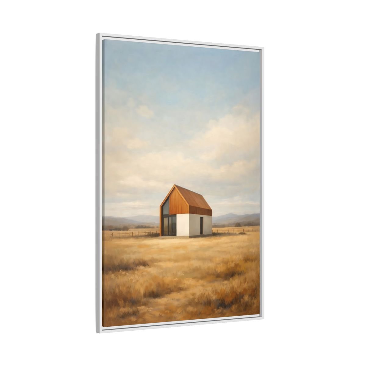 Nature Modern House Golden - Framed Canvas Wall Art Print - YesArtYes