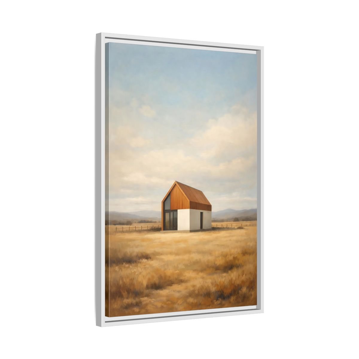 Nature Modern House Golden - Framed Canvas Wall Art Print - YesArtYes