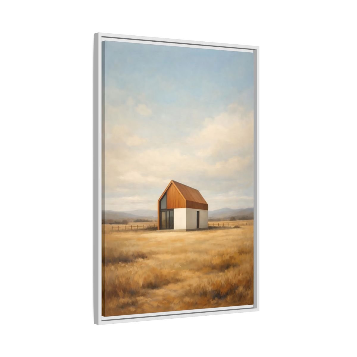 Nature Modern House Golden - Framed Canvas Wall Art Print - YesArtYes