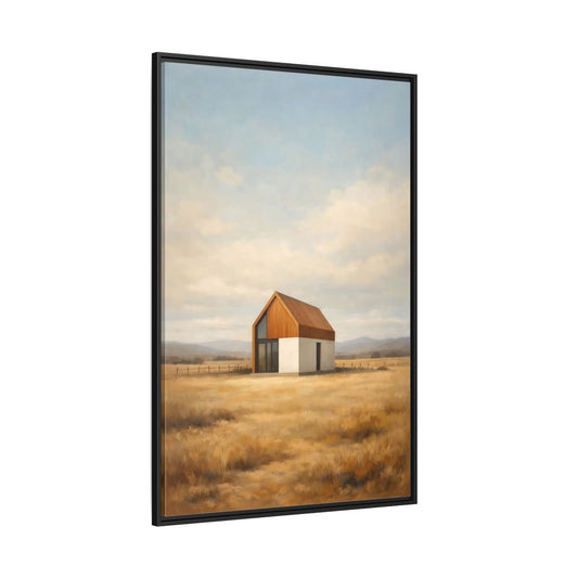 Nature Modern House Golden - Framed Canvas Wall Art Print - YesArtYes