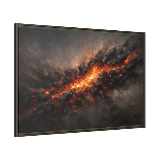 Main Mockup. Nature Molten Rock Orange And Black shown as stretched canvas wall art