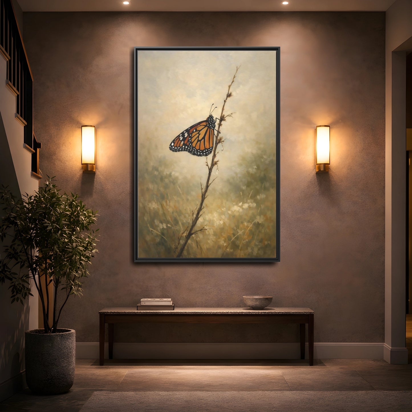 Mockup 3. Nature Monarch Butterfly Monarch Butterfly Orange shown as stretched canvas wall art