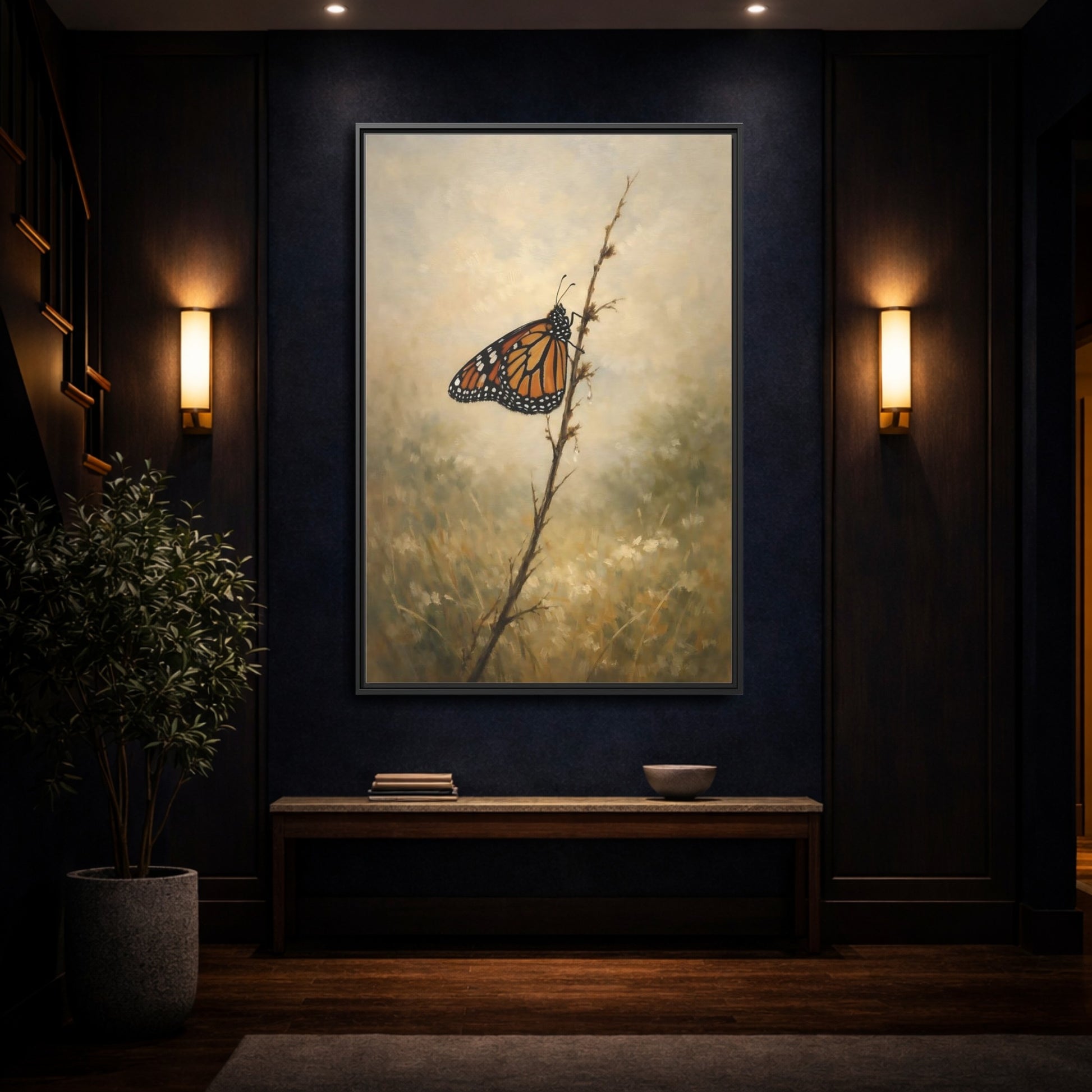 Mockup 4. Nature Monarch Butterfly Monarch Butterfly Orange shown as stretched canvas wall art