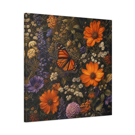 Main Mockup. Nature Monarch Butterfly Orange Butterfly shown as stretched canvas wall art