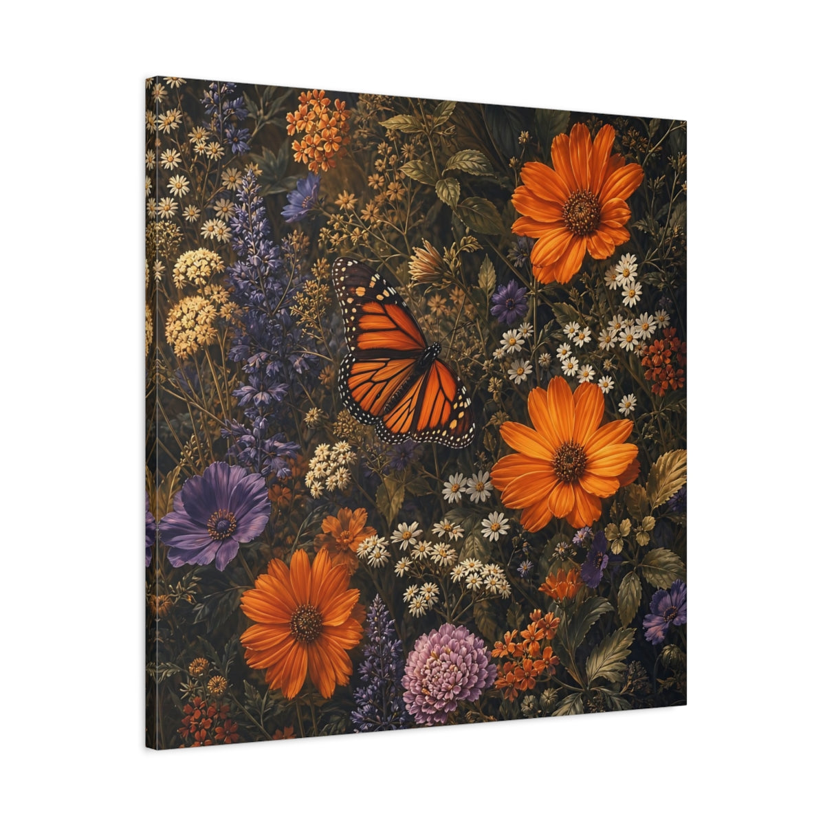 Side Mockup 3. Nature Monarch Butterfly Orange Butterfly shown as stretched canvas wall art