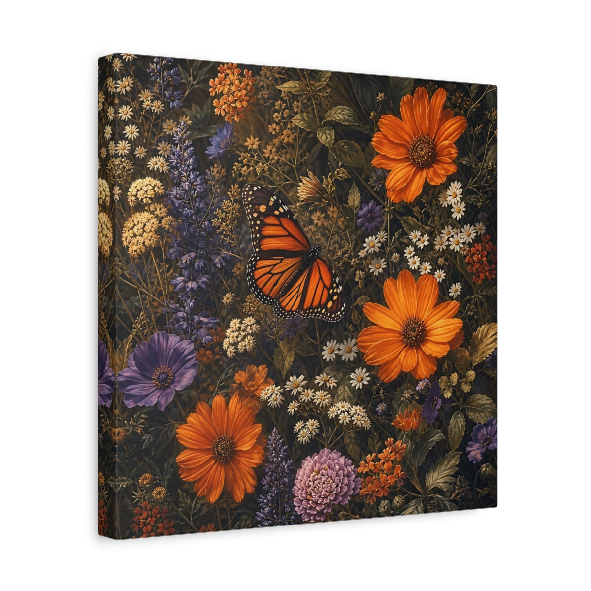 Side Mockup 7. Nature Monarch Butterfly Orange Butterfly shown as stretched canvas wall art