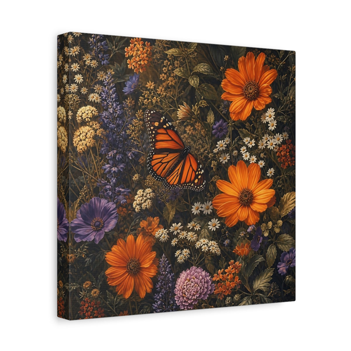 Side Mockup 8. Nature Monarch Butterfly Orange Butterfly shown as stretched canvas wall art