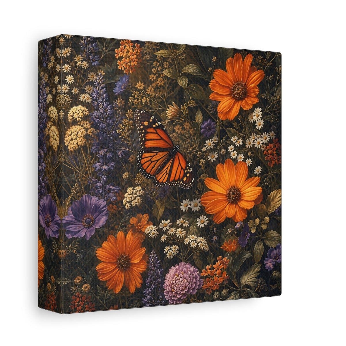 Side Mockup 2. Nature Monarch Butterfly Orange Butterfly shown as stretched canvas wall art