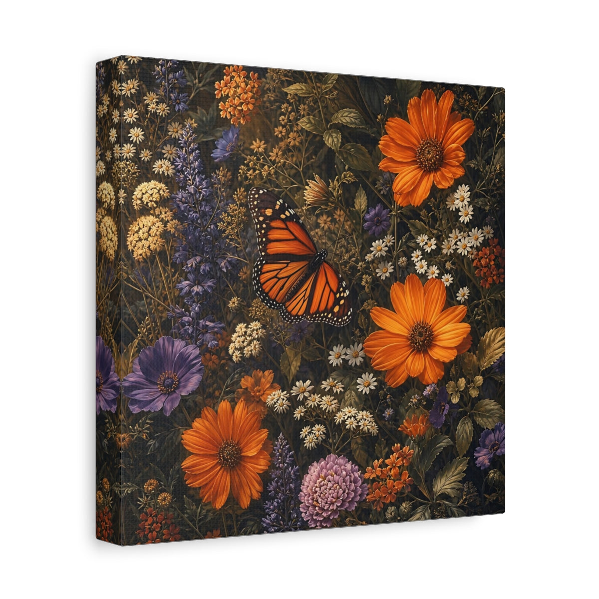 Side Mockup 9. Nature Monarch Butterfly Orange Butterfly shown as stretched canvas wall art