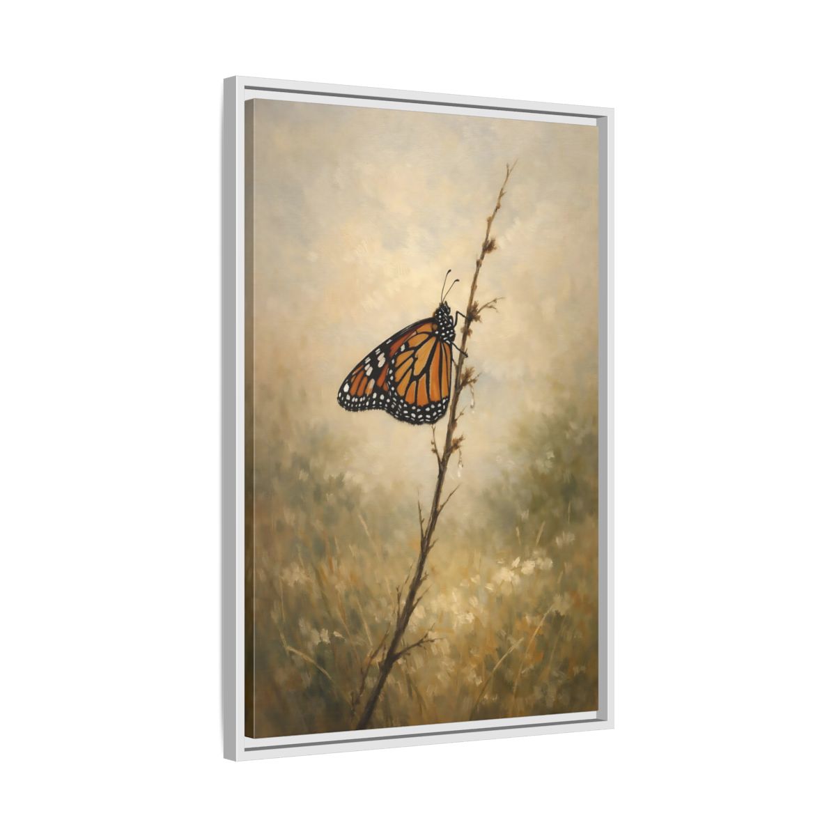 Side Mockup 11. Nature Monarch Butterfly Monarch Butterfly Orange shown as stretched canvas wall art