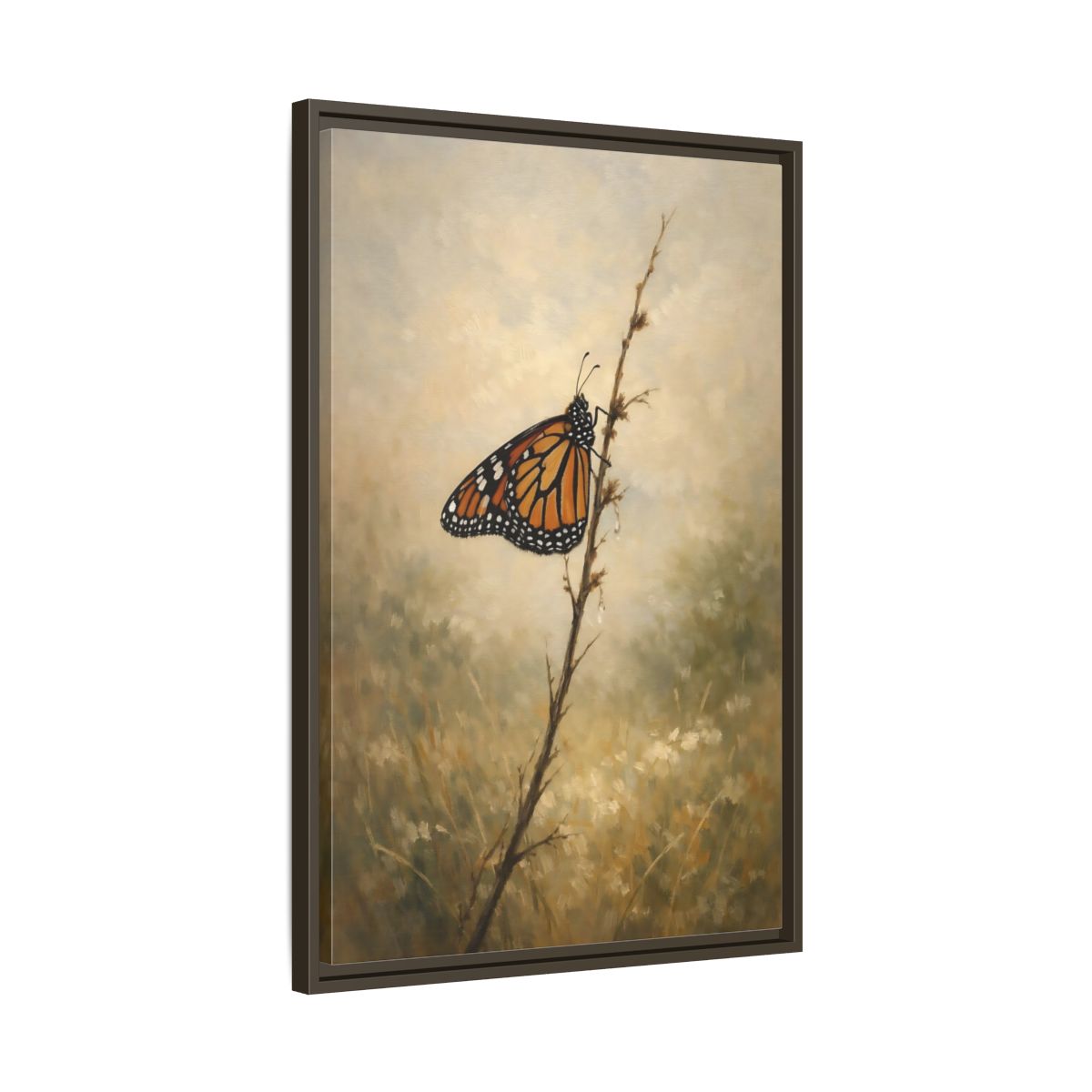 Side Mockup 12. Nature Monarch Butterfly Monarch Butterfly Orange shown as stretched canvas wall art