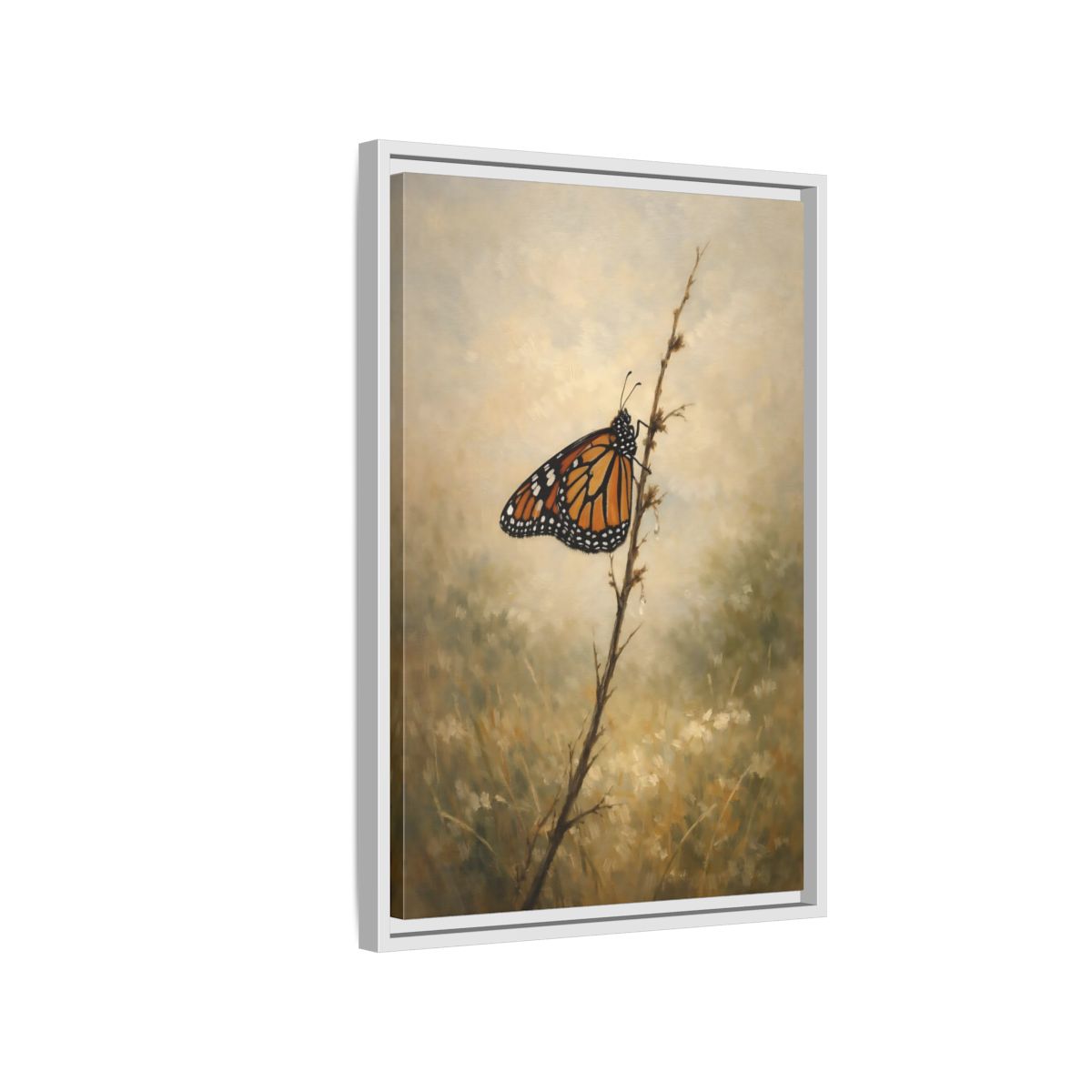 Side Mockup 1. Nature Monarch Butterfly Monarch Butterfly Orange shown as stretched canvas wall art