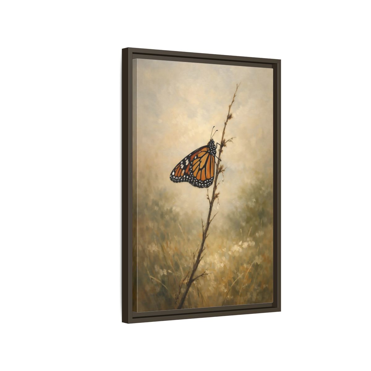 Side Mockup 2. Nature Monarch Butterfly Monarch Butterfly Orange shown as stretched canvas wall art