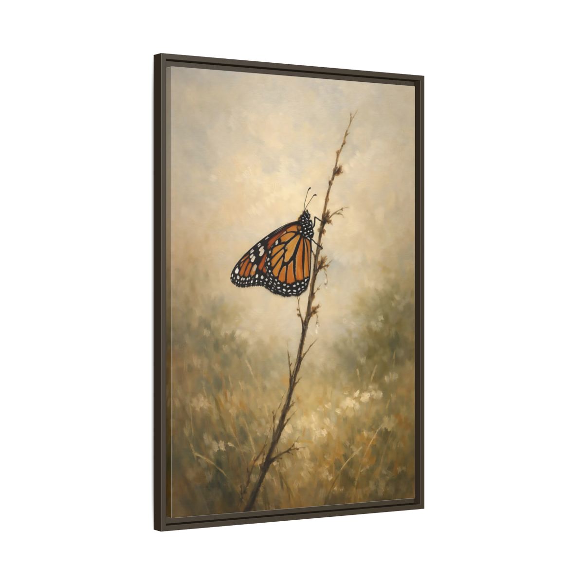Side Mockup 10. Nature Monarch Butterfly Monarch Butterfly Orange shown as stretched canvas wall art