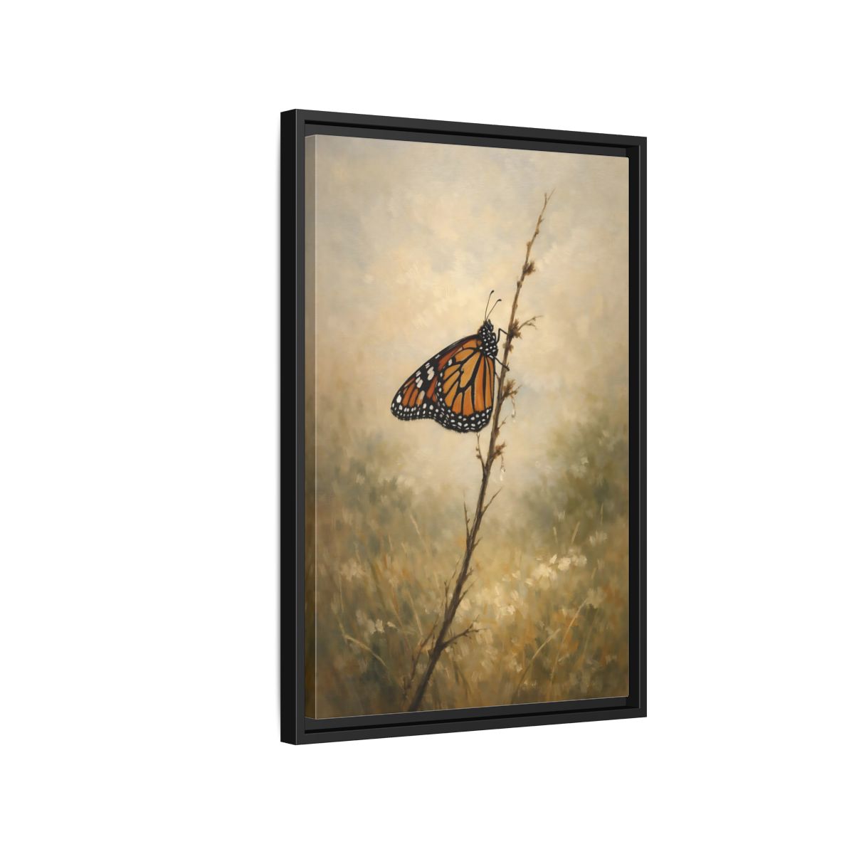 Side Mockup 3. Nature Monarch Butterfly Monarch Butterfly Orange shown as stretched canvas wall art