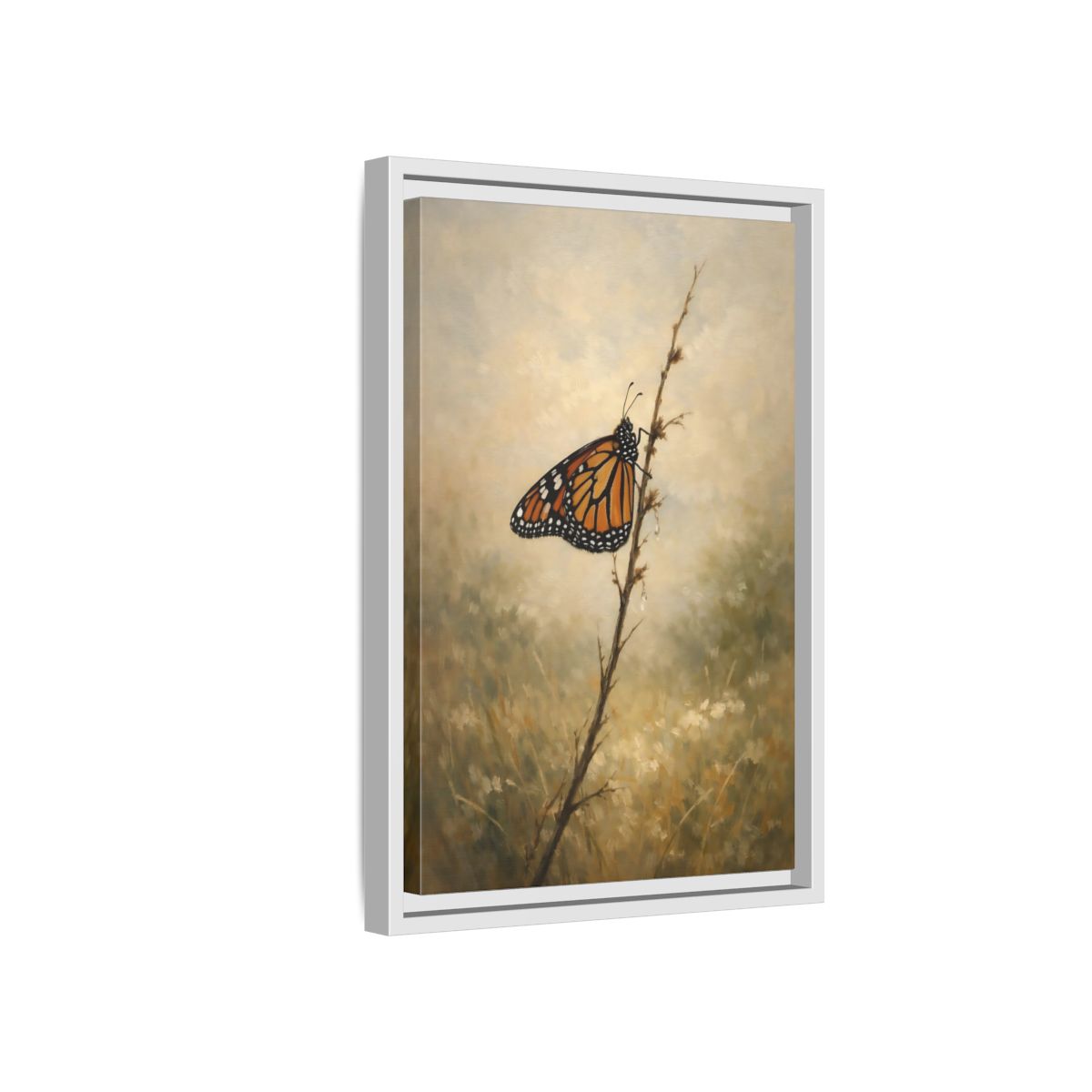 Side Mockup 4. Nature Monarch Butterfly Monarch Butterfly Orange shown as stretched canvas wall art