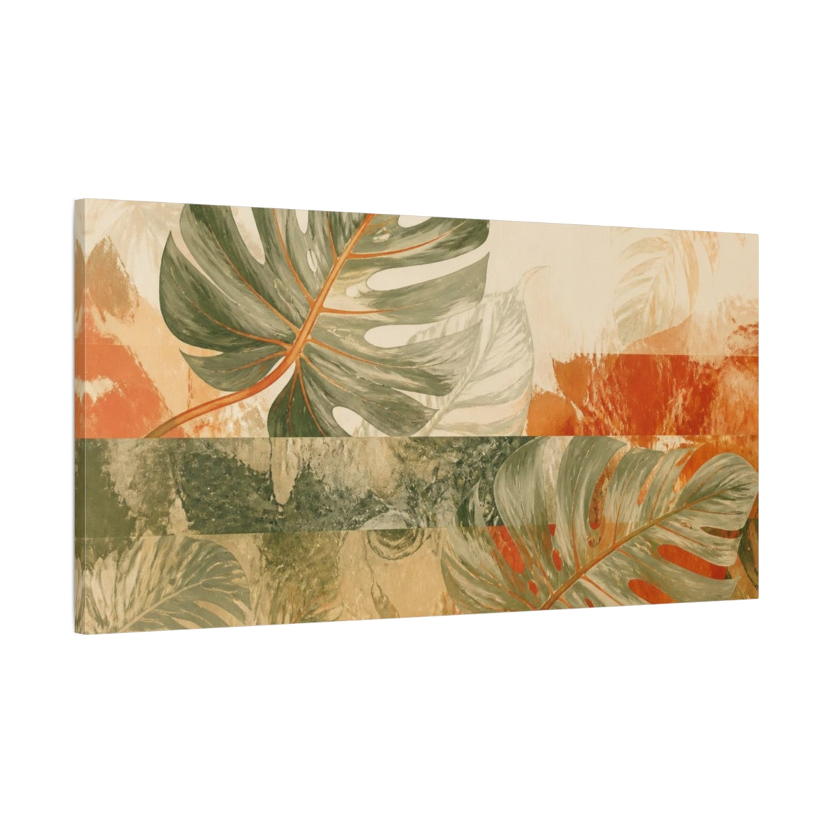 Main Mockup. Nature Monstera Leaf shown as canvas print