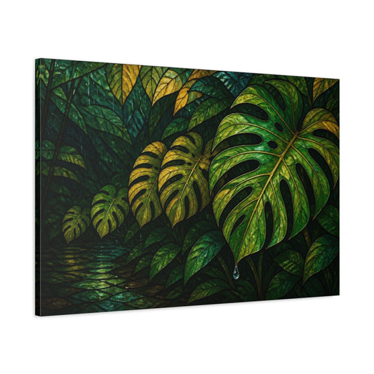 Main Mockup. Nature Monstera Leaf shown as canvas print