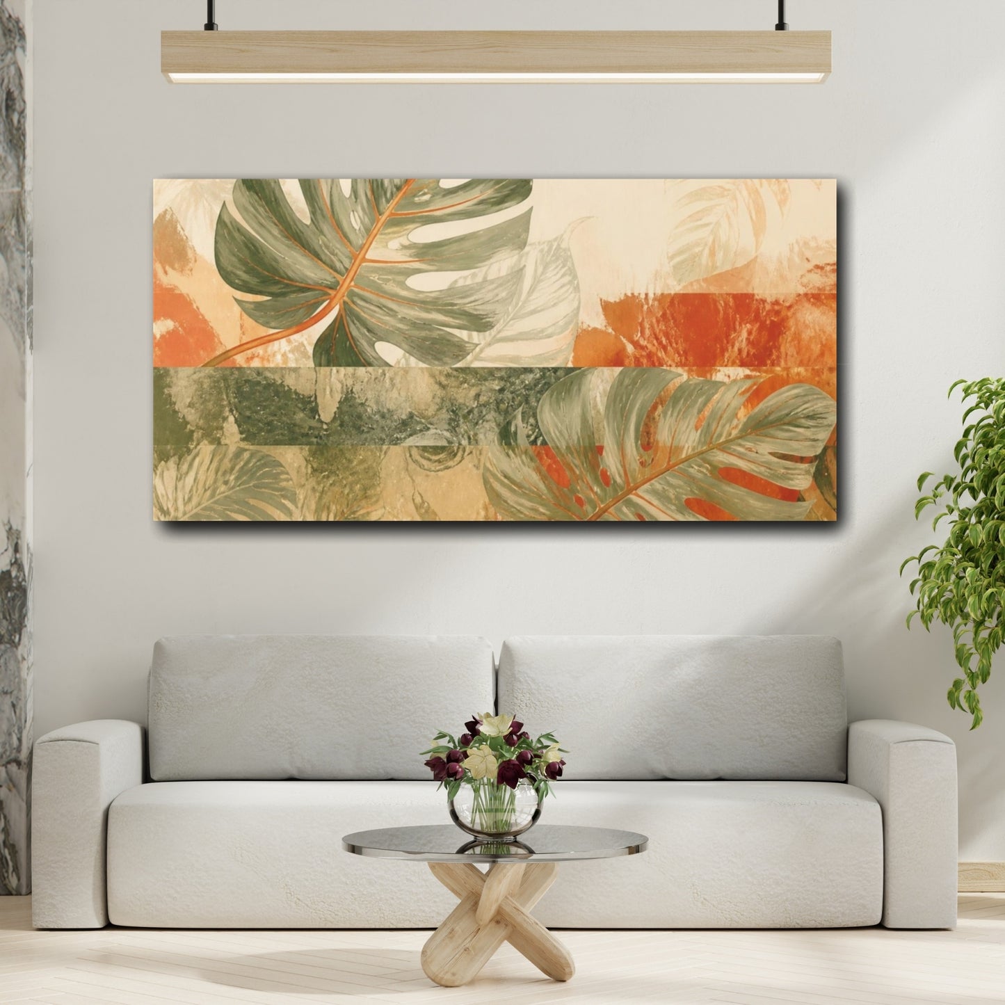 Mockup 2. Nature Monstera Leaf shown as canvas print