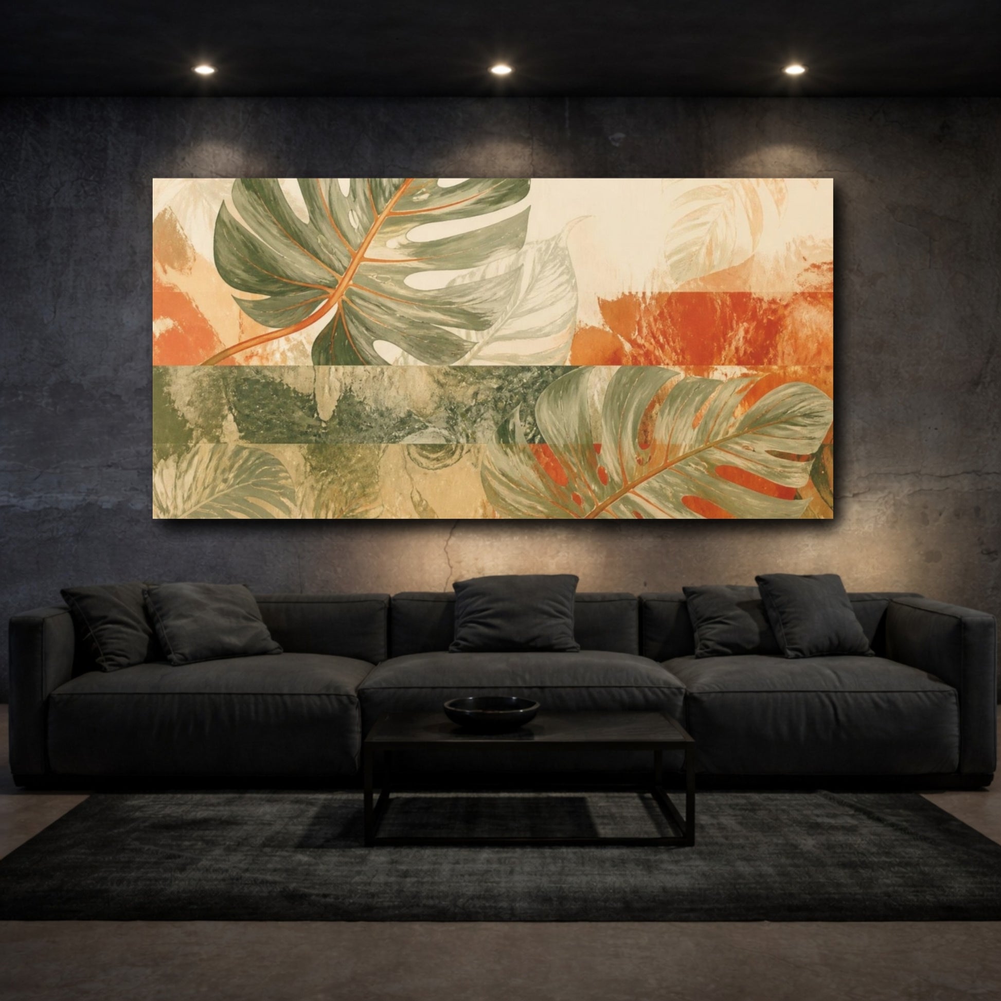 Mockup 3. Nature Monstera Leaf shown as canvas print