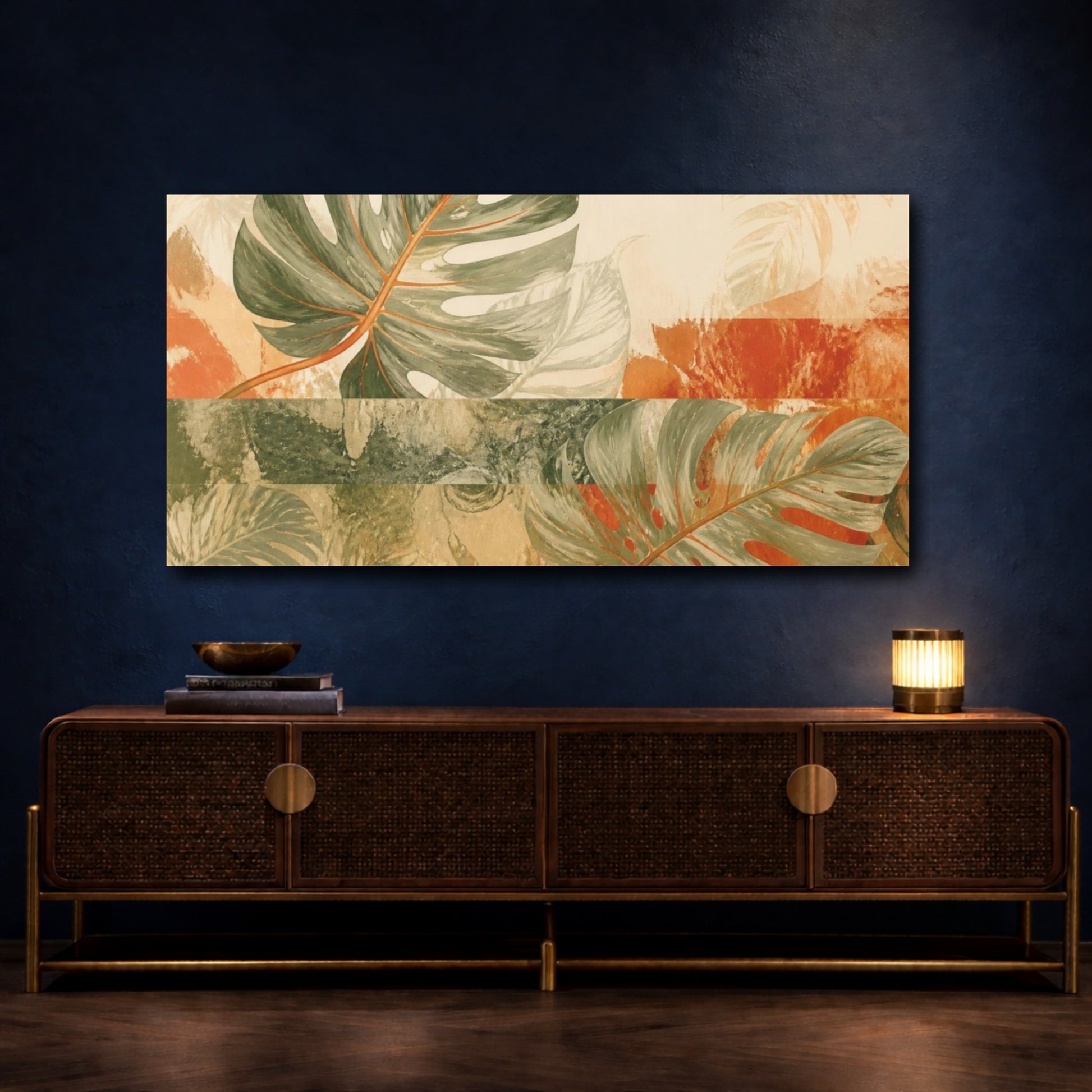 Mockup 4. Nature Monstera Leaf shown as canvas print