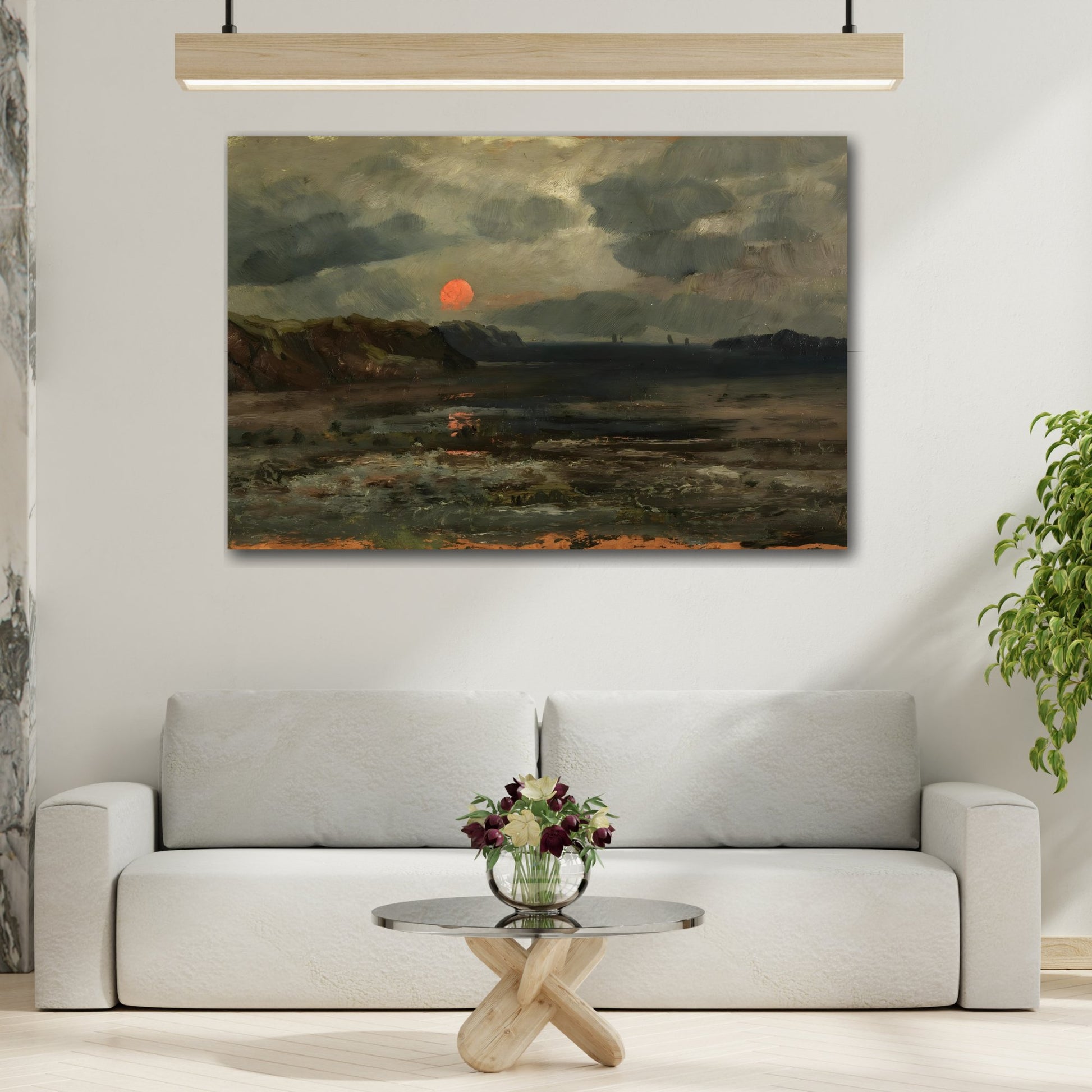 Nature Moody Landscape Canvas Wall Art Print - William Norton Sunrise over Fishing Waters