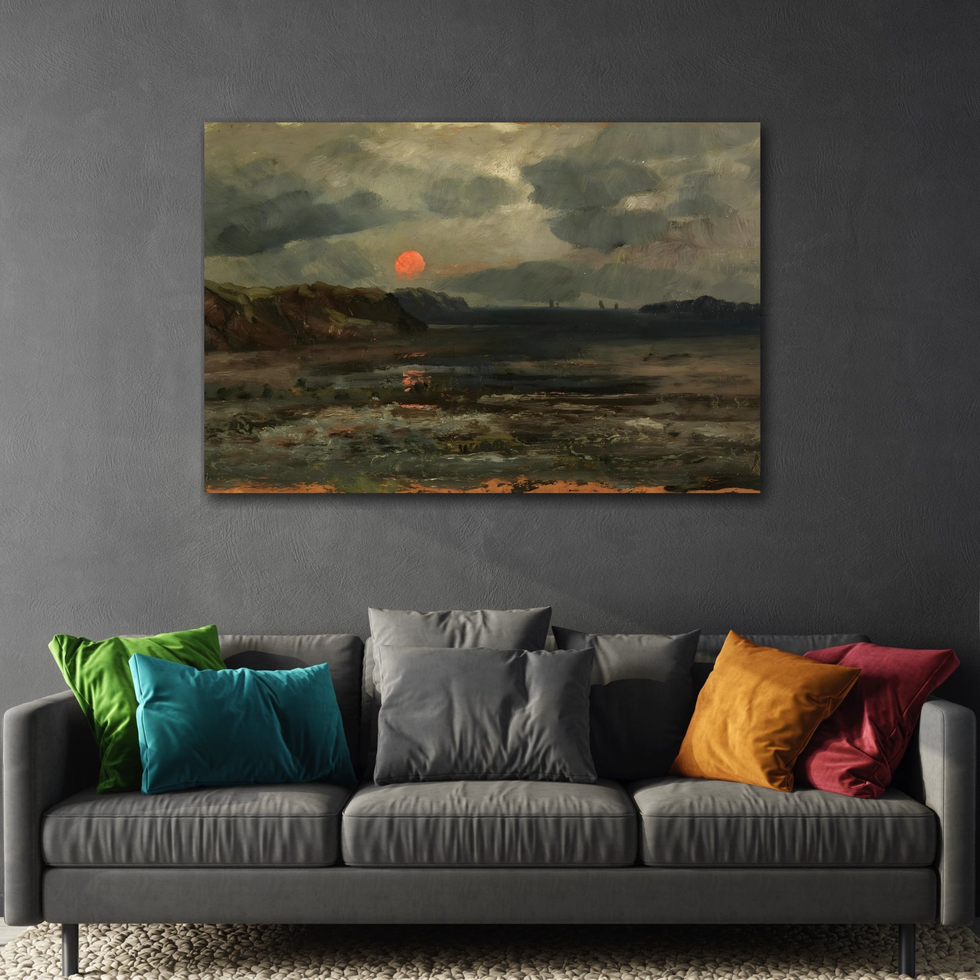 Nature Moody Landscape Canvas Wall Art Print - William Norton Sunrise over Fishing Waters