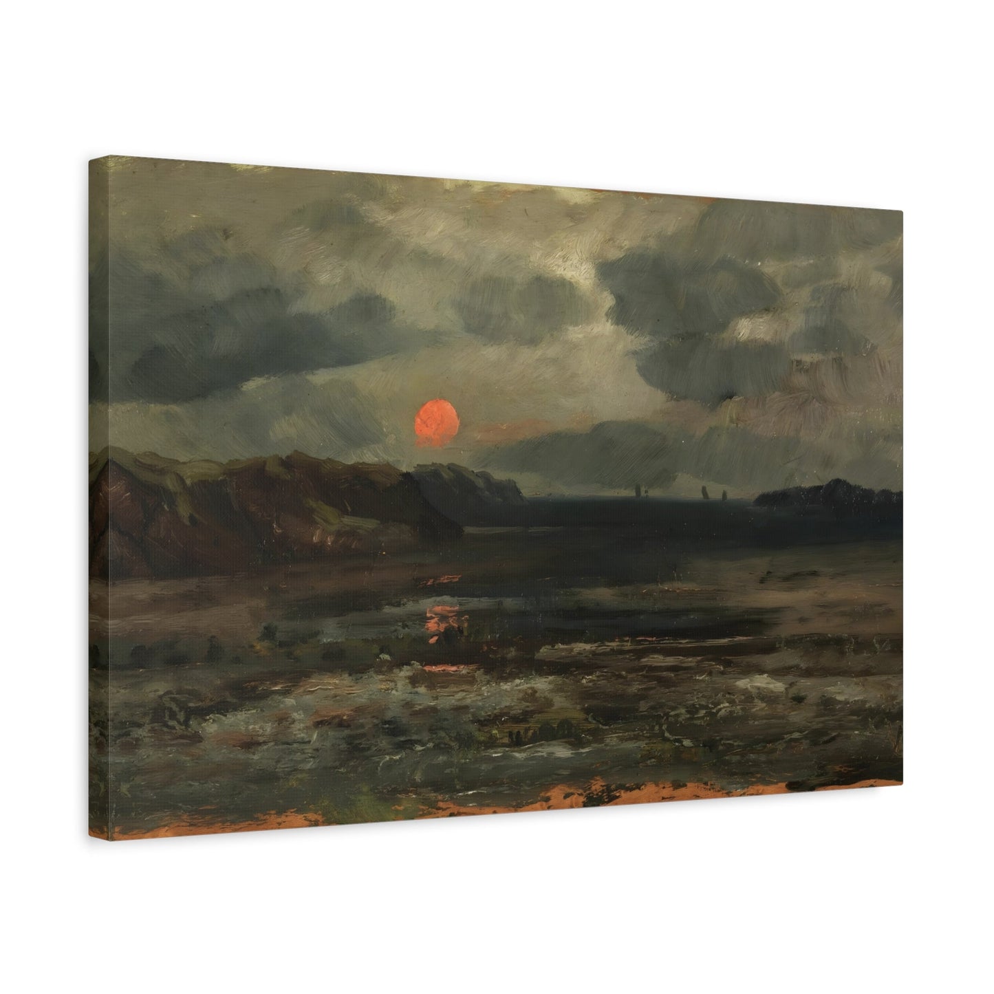 Nature Moody Landscape Canvas Wall Art Print - William Norton Sunrise over Fishing Waters