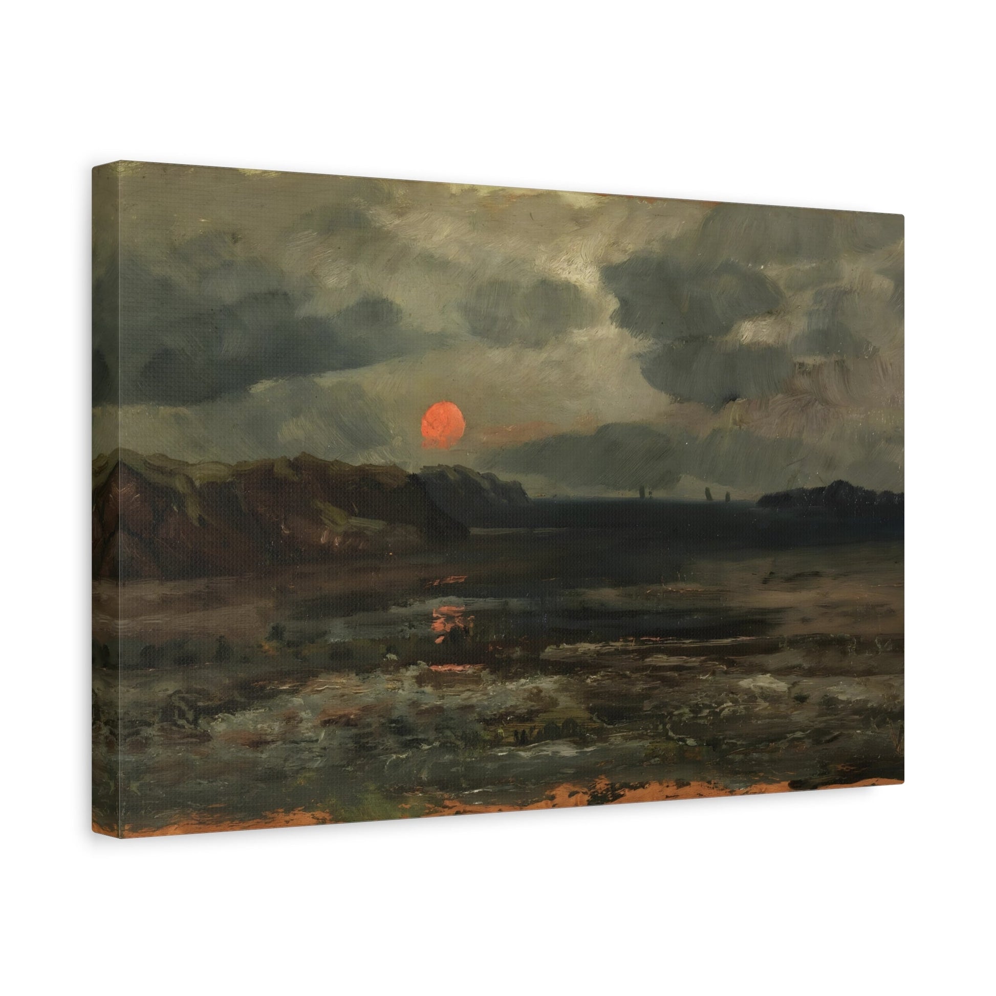 Nature Moody Landscape Canvas Wall Art Print - William Norton Sunrise over Fishing Waters