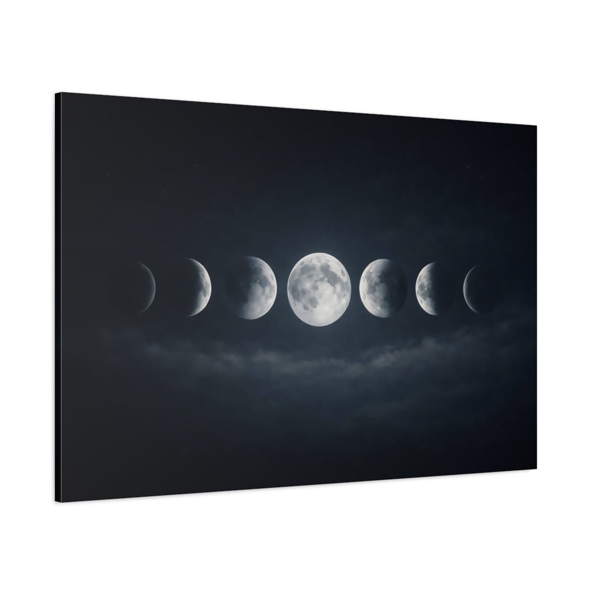Nature Moon Phases Dark Blue - Canvas Wall Art Print - YesArtYes