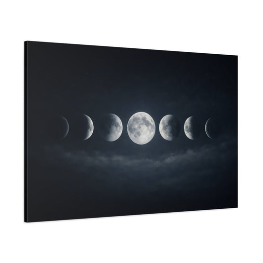 Nature Moon Phases Dark Blue - Canvas Wall Art Print - YesArtYes
