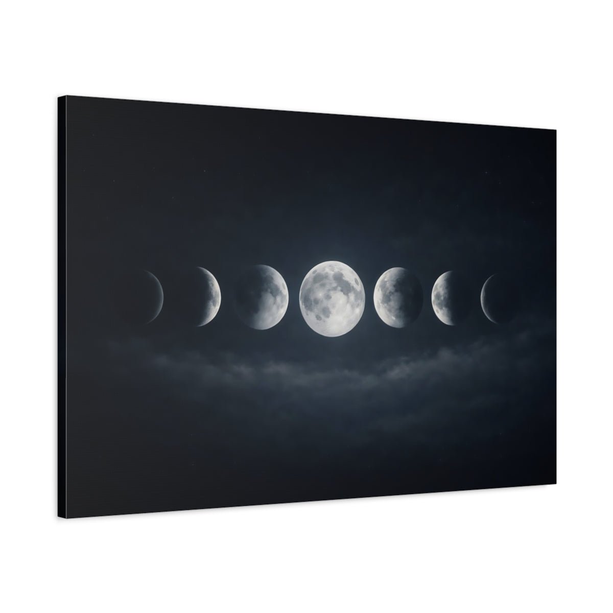 Nature Moon Phases Dark Blue - Canvas Wall Art Print - YesArtYes