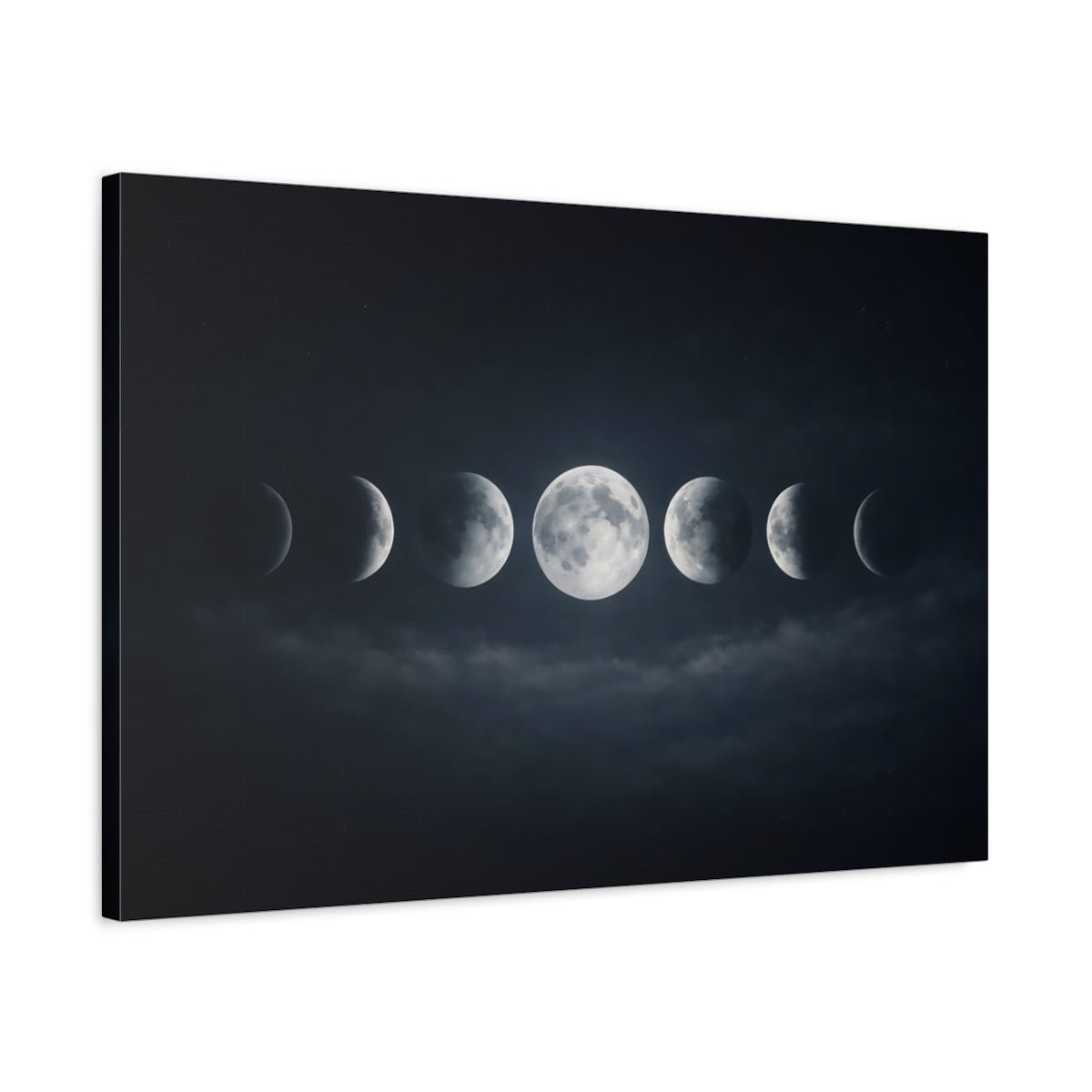 Nature Moon Phases Dark Blue - Canvas Wall Art Print - YesArtYes
