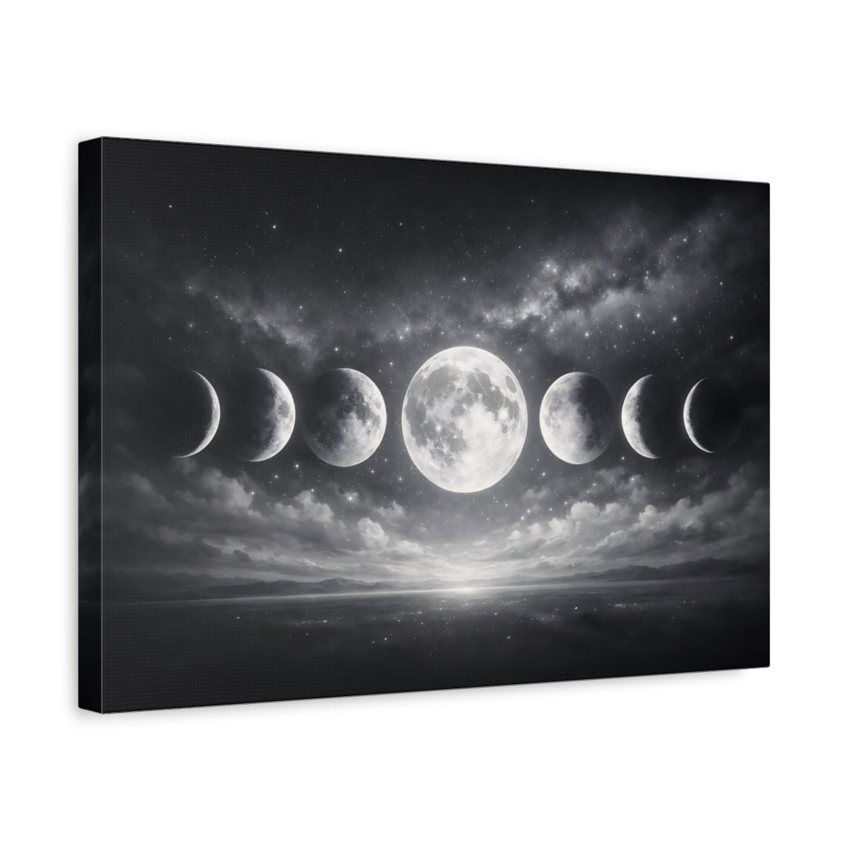 Nature Moon Phases Monochrome - Canvas Wall Art Print - YesArtYes