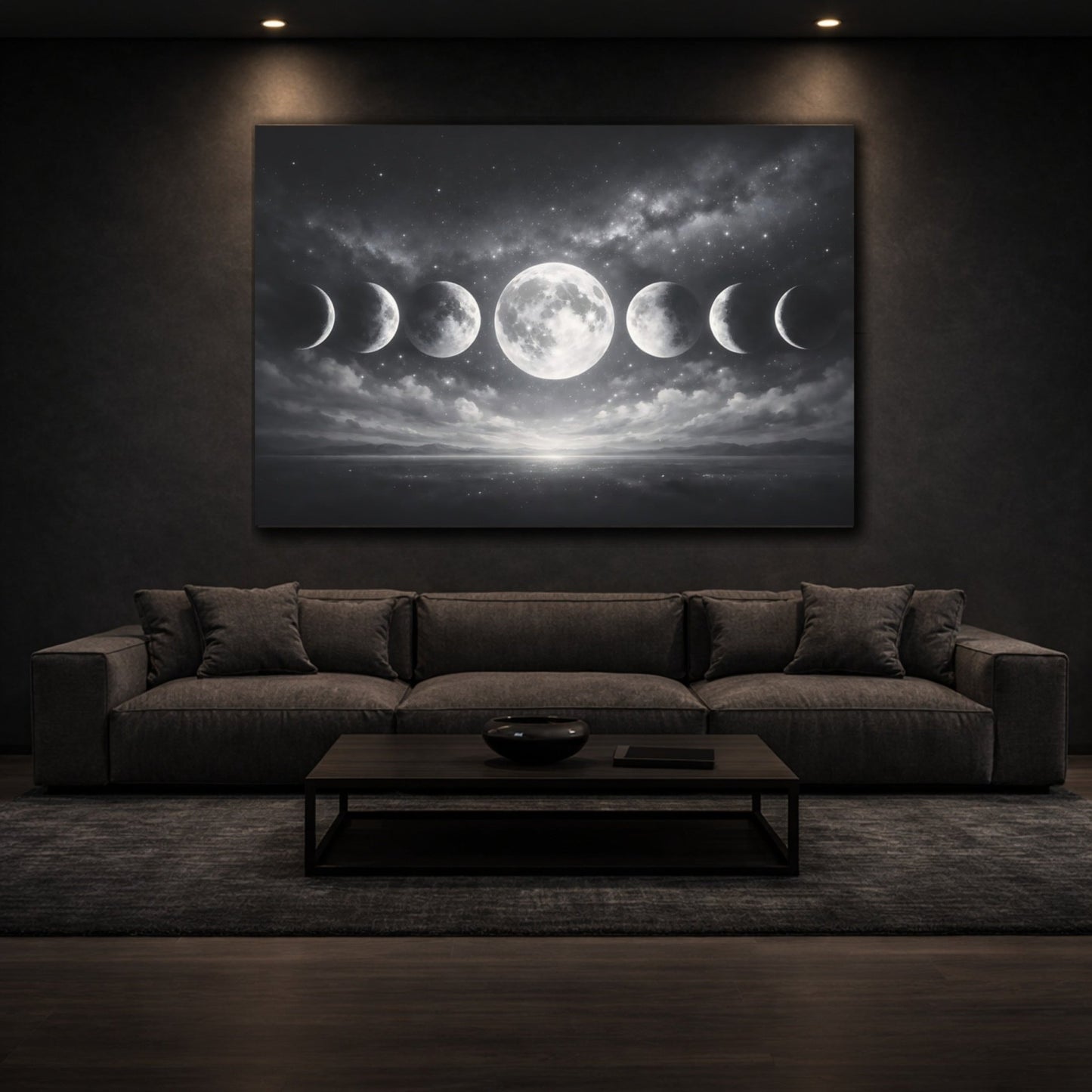 Nature Moon Phases Monochrome - Canvas Wall Art Print - YesArtYes
