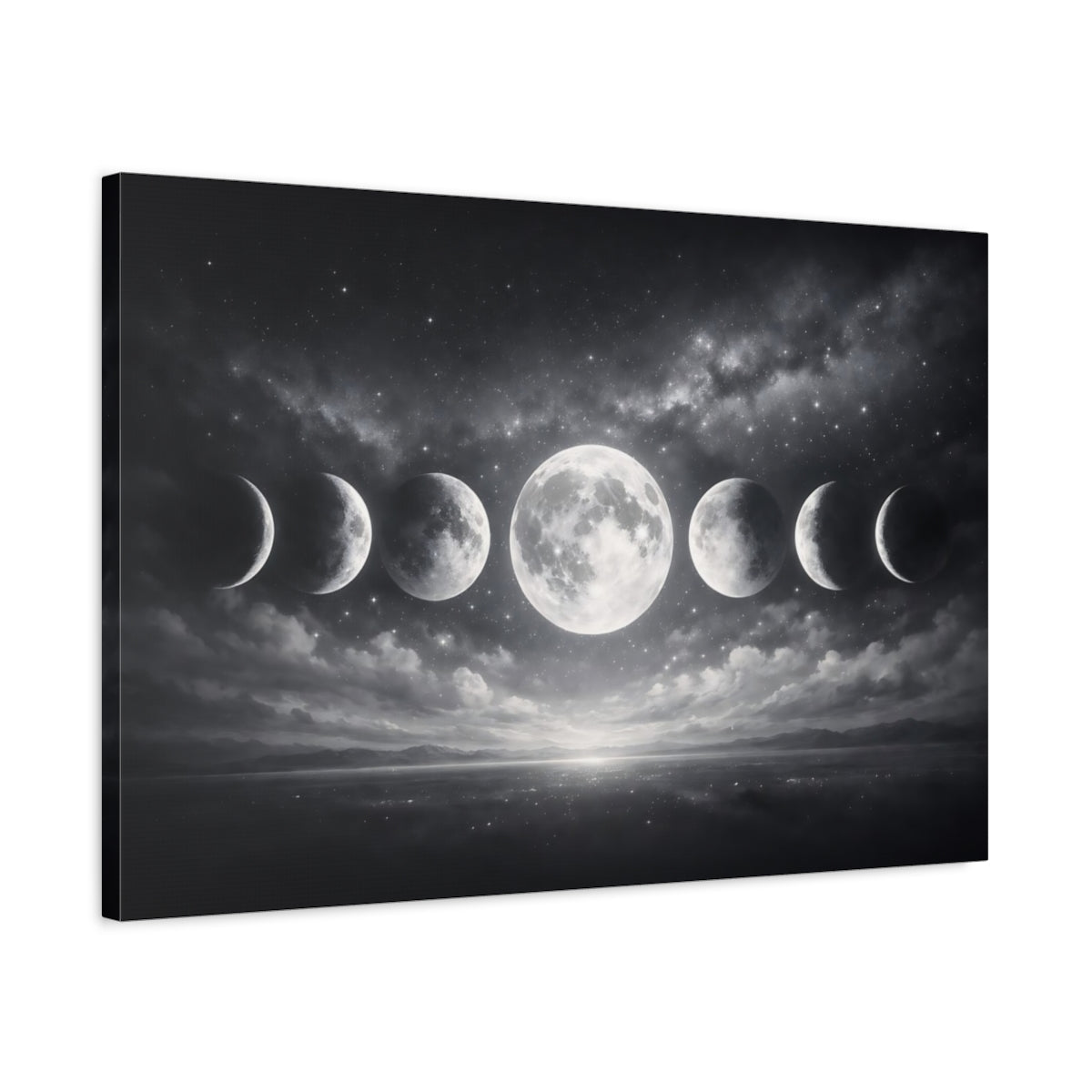 Nature Moon Phases Monochrome - Canvas Wall Art Print - YesArtYes