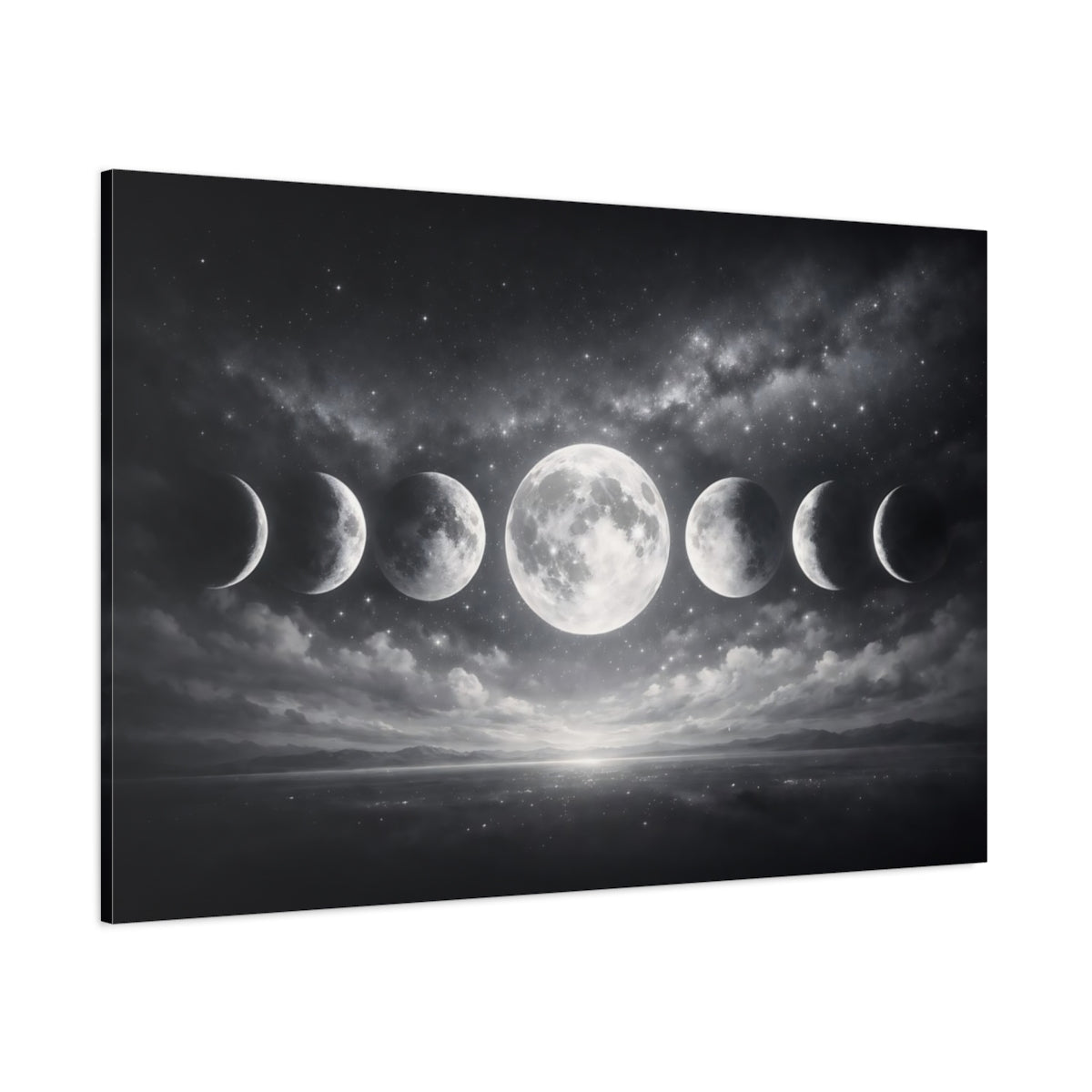 Nature Moon Phases Monochrome - Canvas Wall Art Print - YesArtYes