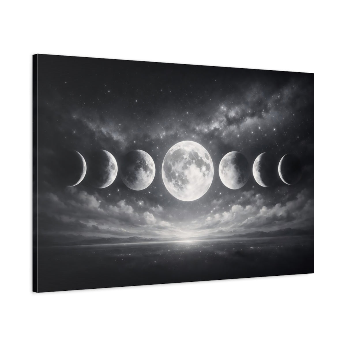 Nature Moon Phases Monochrome - Canvas Wall Art Print - YesArtYes