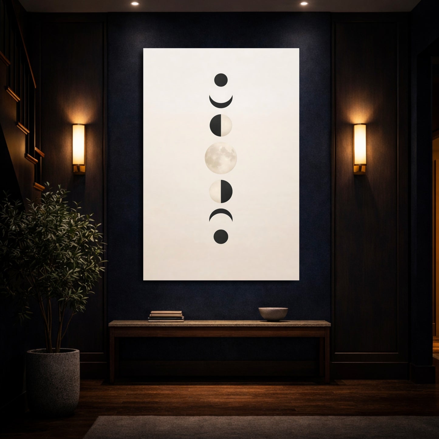 Nature Moon Phases Moon Phases Beige shown as front canvas room wall art