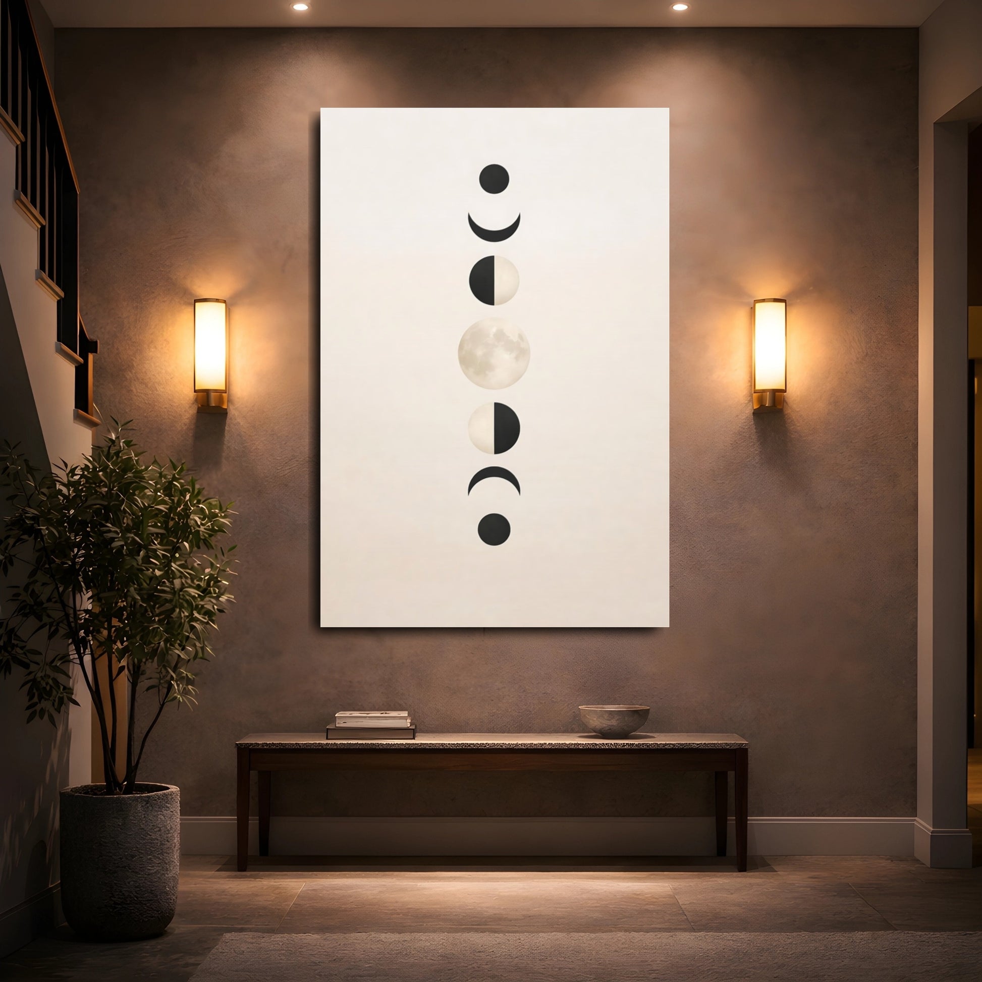 Nature Moon Phases Moon Phases Beige shown as front canvas room wall art