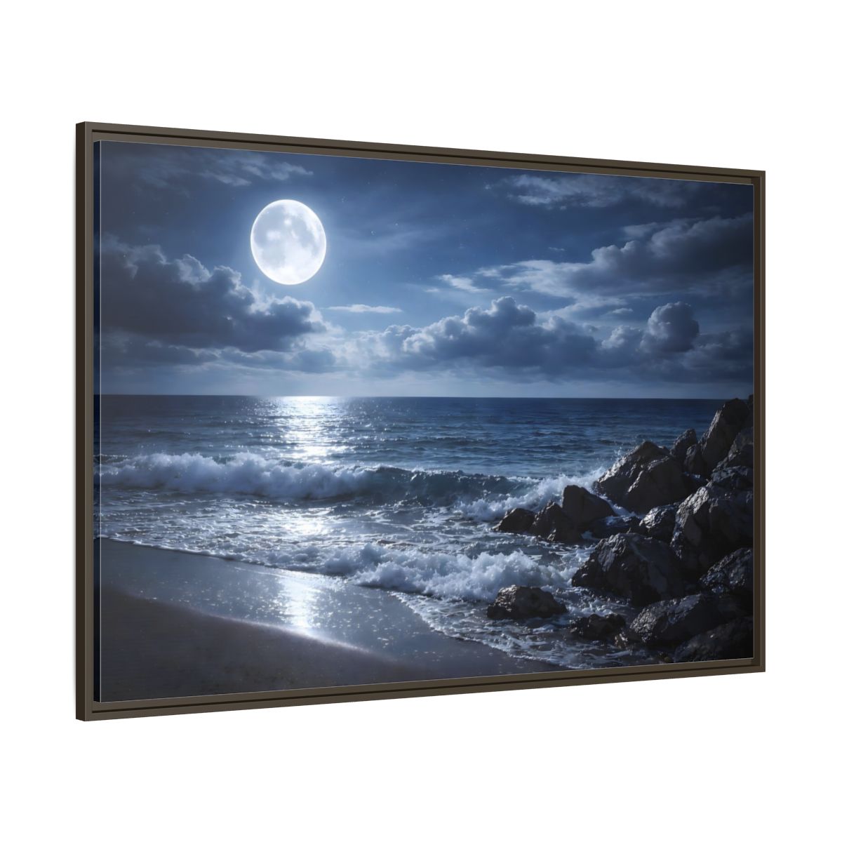 Main Mockup. Nature Moonlit Ocean Moonlit Ocean shown as stretched canvas wall art
