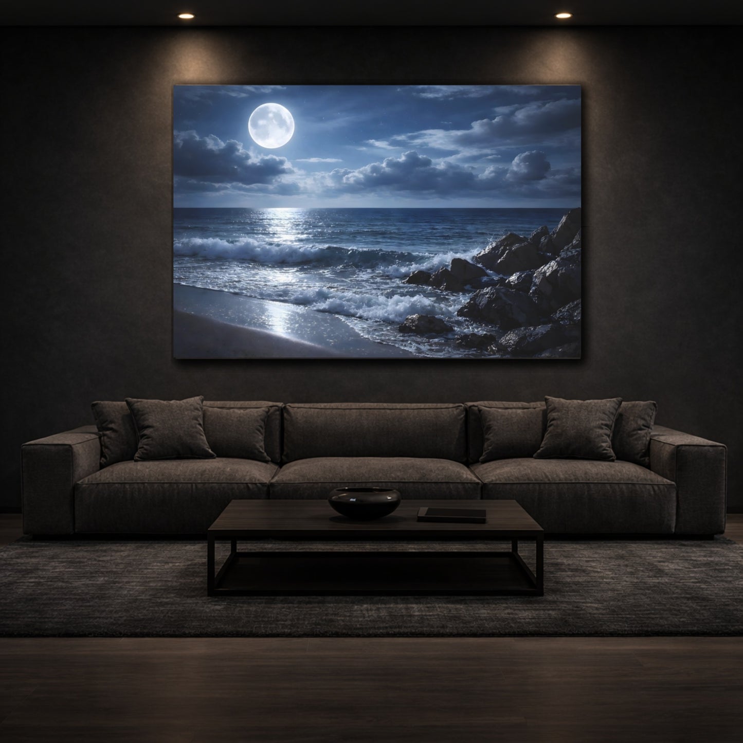 Nature Moonlit Ocean Moonlit Seascape shown as front canvas room wall art